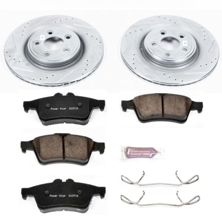 PowerStop K4612 Z23 Daily Driver Carbon-Fiber Ceramic Brake Pad and Drilled & Slotted Rotor Kit