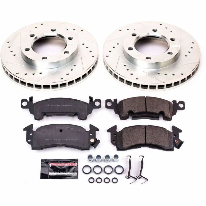 PowerStop K4537 Z23 Daily Driver Carbon-Fiber Ceramic Brake Pad and Drilled & Slotted Rotor Kit