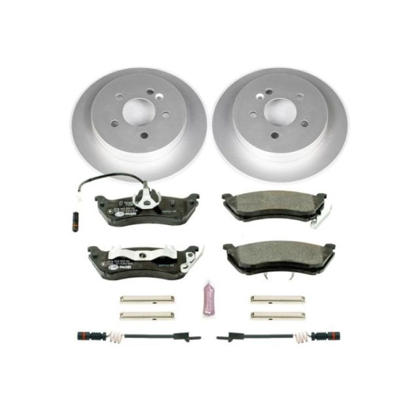 PowerStop ESK866 Genuine Geomet Coated Rotors, ECE-R90 Brake Pads + Hardware Kit