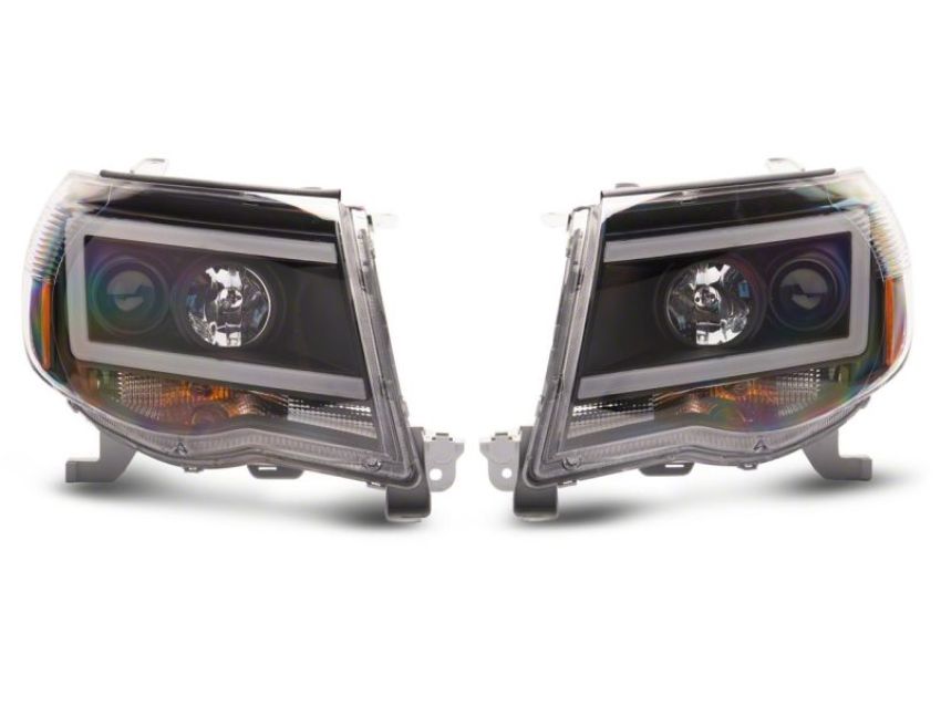 Raxiom TT11236 05-11 Toyota Tacoma Axial Series LED DRL Projector Headlights- Blk Housing (Clear Lens)