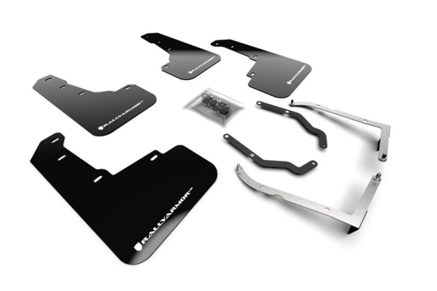 Rally Armor MF46-LTUR-BLK/WH Black Mud Flap/White Logo