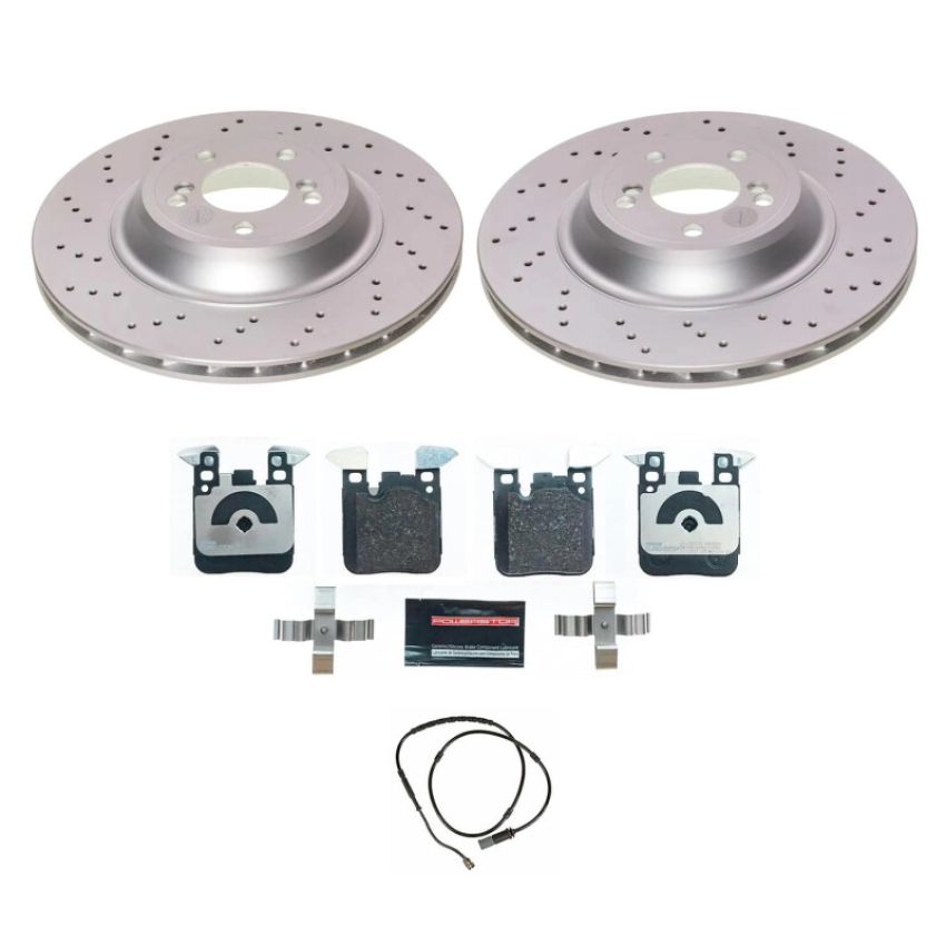PowerStop ESK7019 Genuine Geomet Coated Rotors, ECE-R90 Brake Pads + Hardware Kit