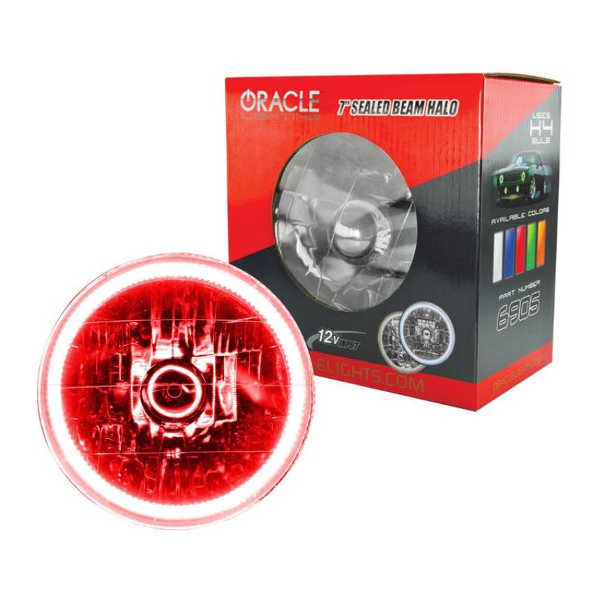 Oracle Lighting 6905-003 Pre-Installed Lights 7 IN. Sealed Beam - Red Halo