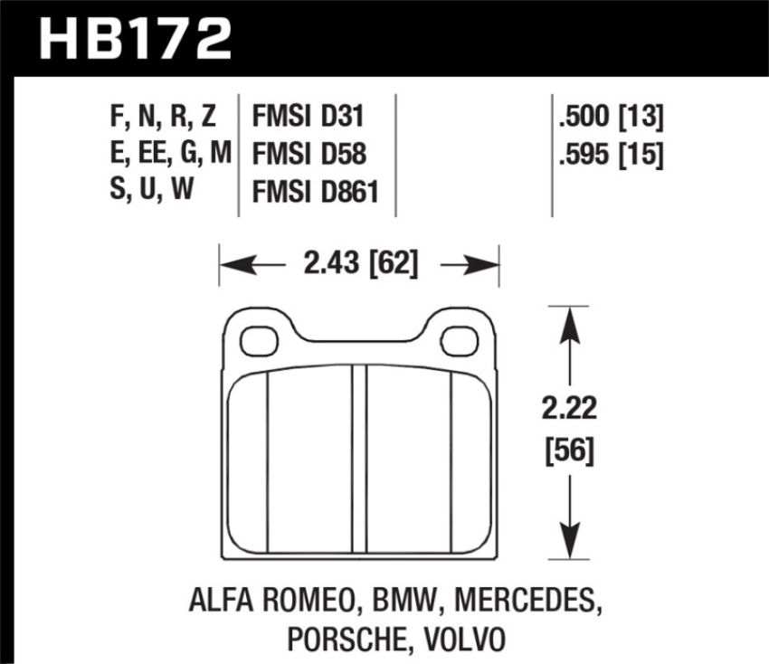 Hawk Performance HB172B.595 HPS 5.0 Disc Brake Pad