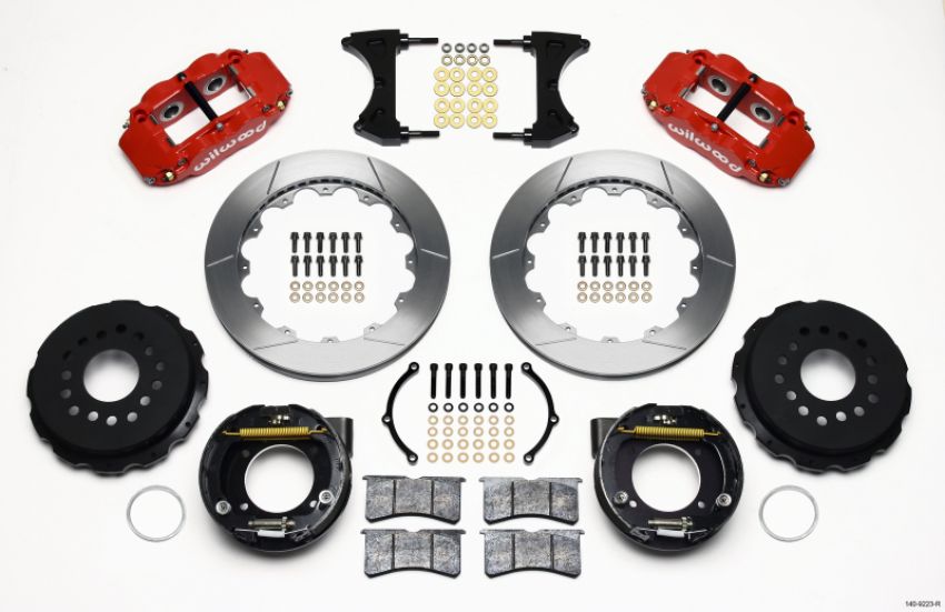 Wilwood 140-9223-R Narrow Superlite 4R Rear P-Brk Kit 12.88in Red Ford 8.8 w/2.5in Offset-5 Lug