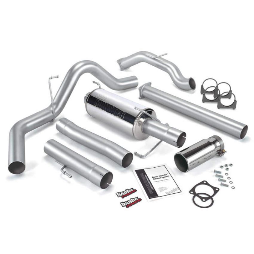 Banks Power 48642 03-04 Dodge 5.9L CCLB(Catted) Monster Exhaust System - SS Single Exhaust w/ Chrome Tip
