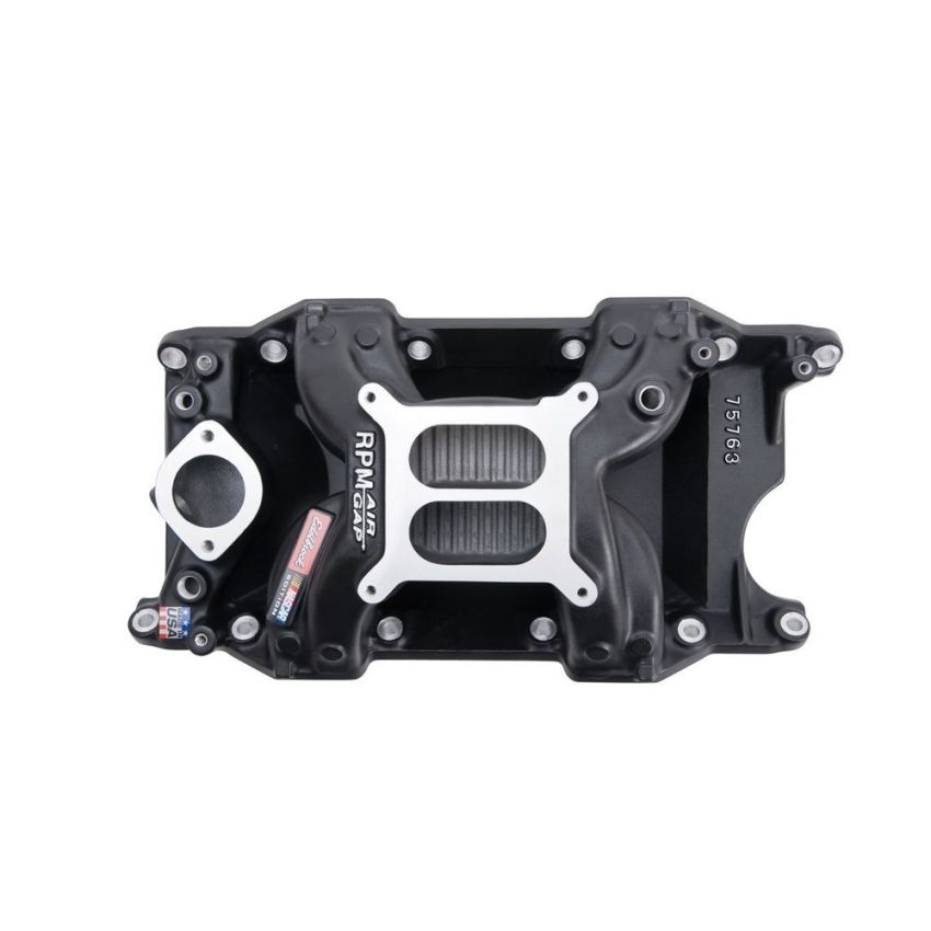 EDELBROCK EDE75763 SBM Performer RPM A/G Manifold - Black Finish