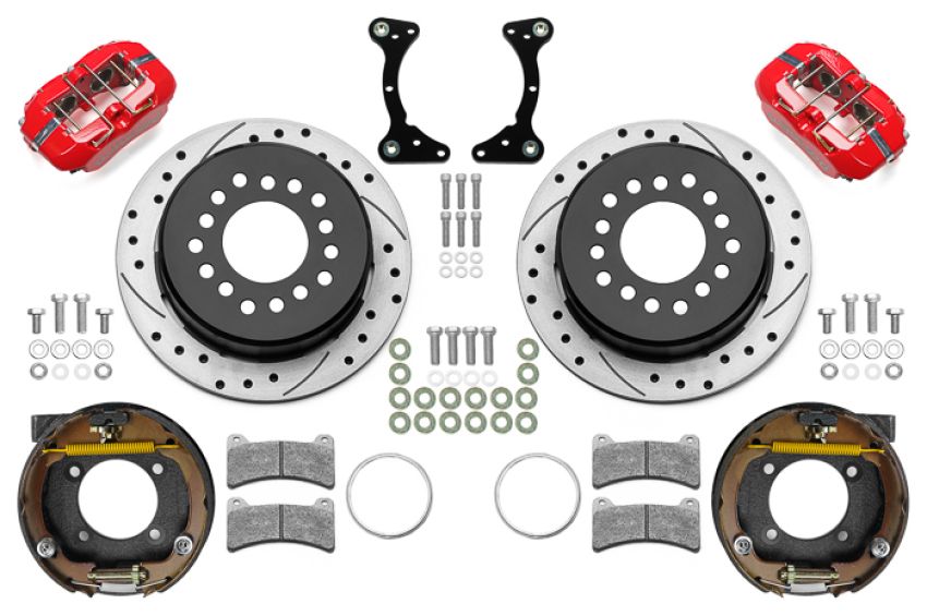 Wilwood 140-17120-DR Chevy Monte Carlo Forged 4 Piston DynaPro Red Caliper HP32 VV D&S Rotor - 11.00x0.81