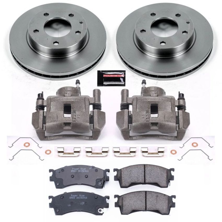 PowerStop KCOE782 OE Stock Replacement Low-Dust Ceramic Brake Pad, Rotor and Caliper Kit