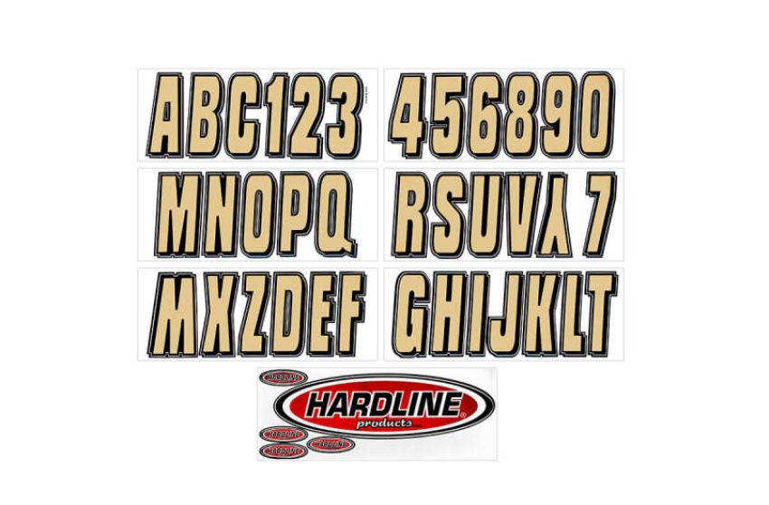 Hardline BRBLK320 Boat Lettering Registration Kit 3 in. - 320 Beige/Black