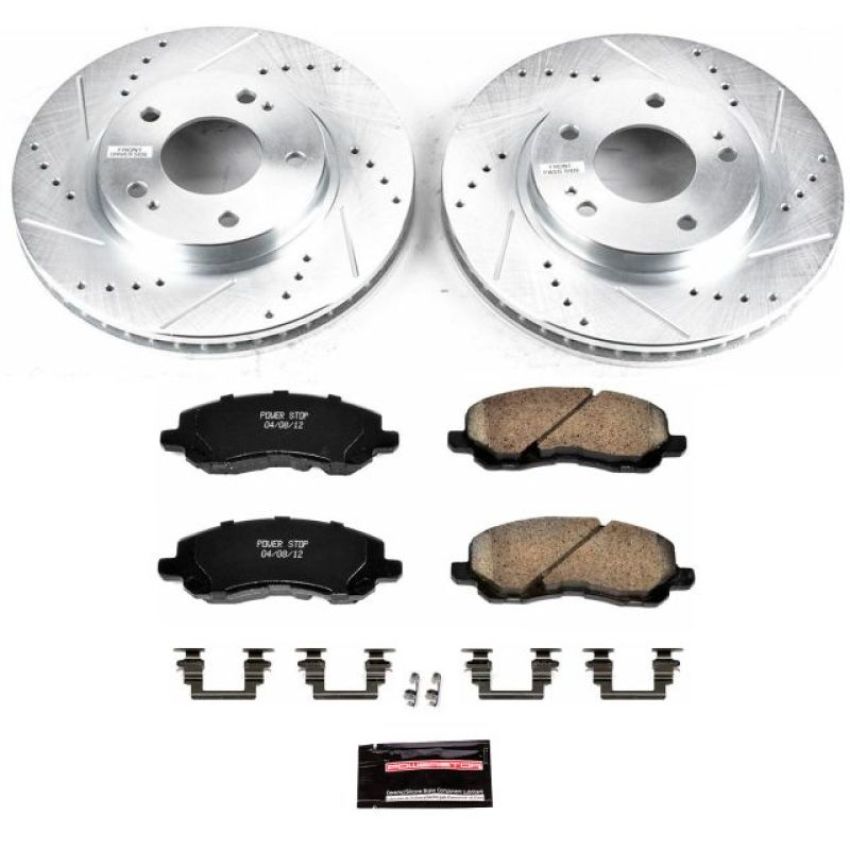 PowerStop K1678 Z23 Daily Driver Carbon-Fiber Ceramic Brake Pad and Drilled & Slotted Rotor Kit
