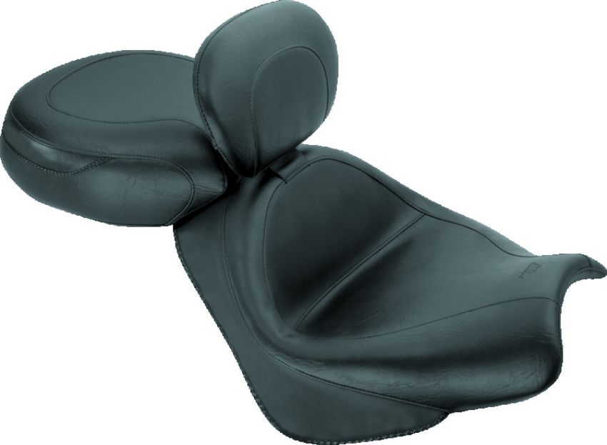 Mustang Motorcycle 79341 Mustang 02-08 Honda VTX1800 Retro, S, T Wide Touring 2PC Seat w/ Driver Backrest - Black