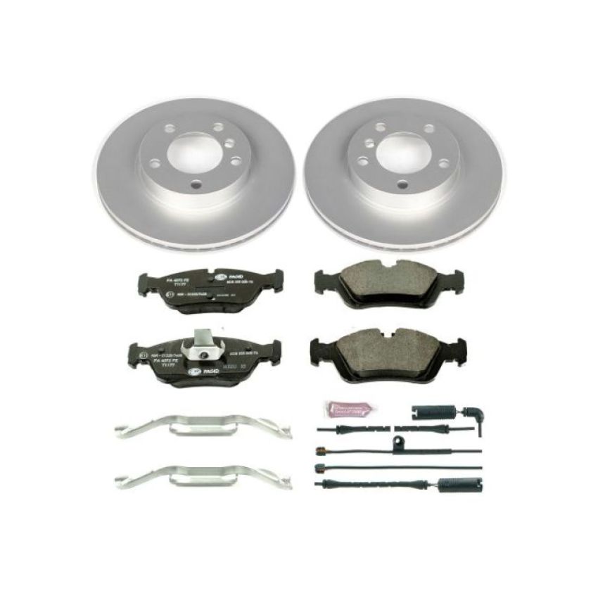 PowerStop ESK496 Genuine Geomet Coated Rotors, ECE-R90 Brake Pads + Hardware Kit