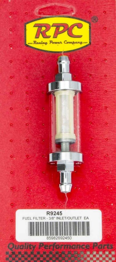 RACING POWER CO-PACKAGED RPCR9247 5/16in Chrome/Clear Fuel Filter