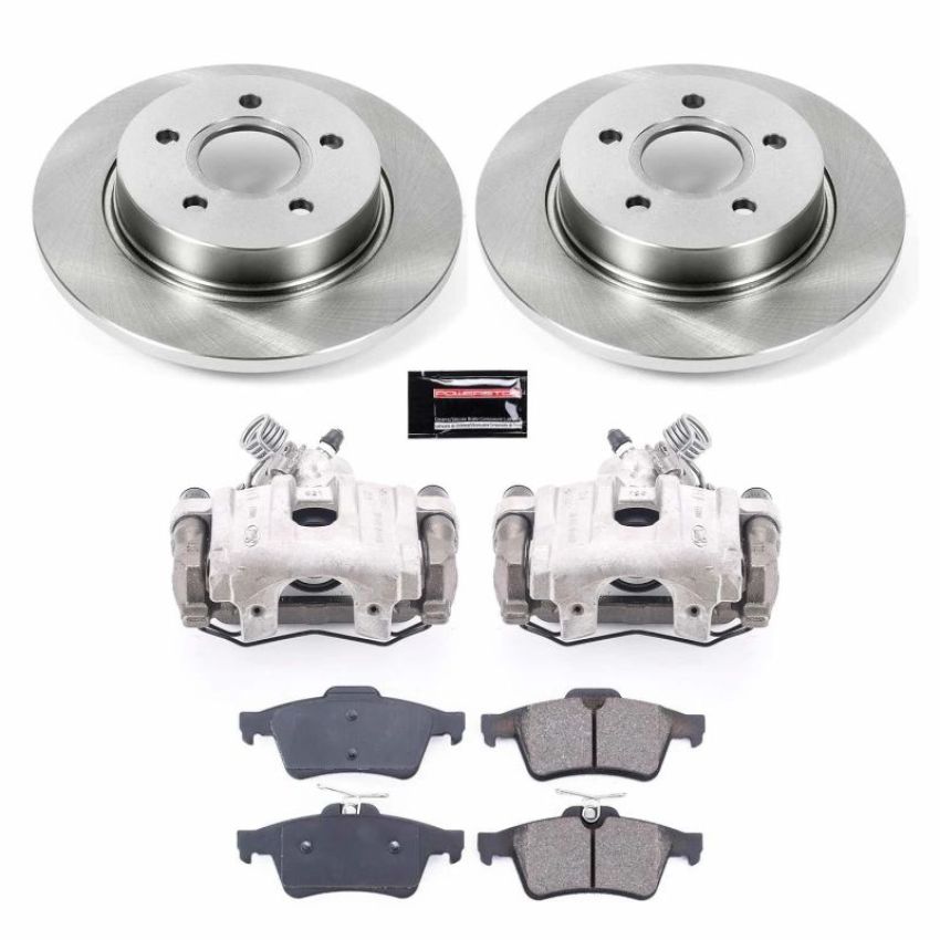 PowerStop KCOE5975 OE Stock Replacement Low-Dust Ceramic Brake Pad, Rotor and Caliper Kit