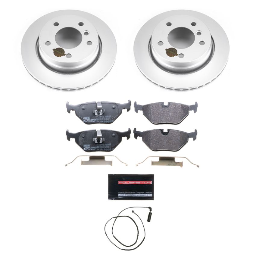 PowerStop ESK613 Genuine Geomet Coated Rotors, ECE-R90 Brake Pads + Hardware Kit