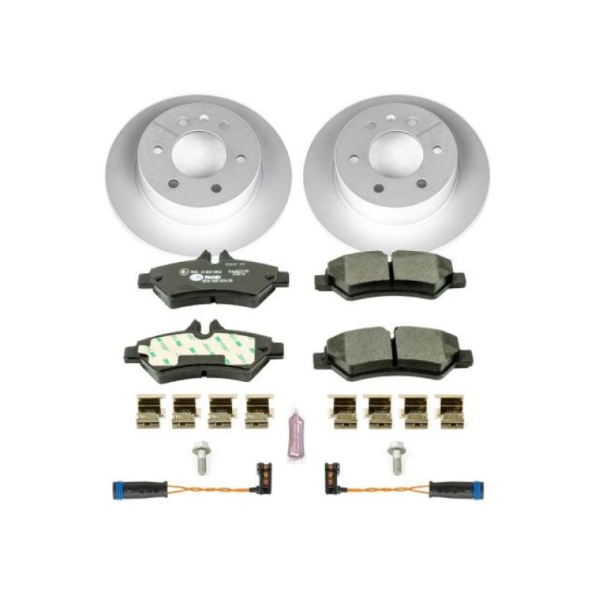 PowerStop ESK6197 Genuine Geomet Coated Rotors, ECE-R90 Brake Pads + Hardware Kit