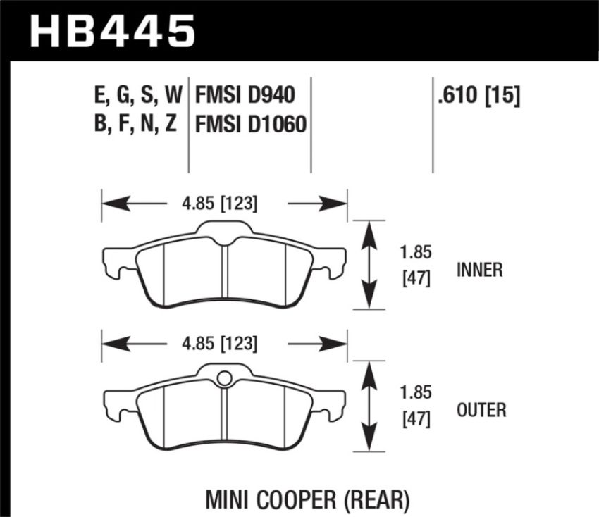 Hawk Performance HB445N.610 HP Plus Disc Brake Pad