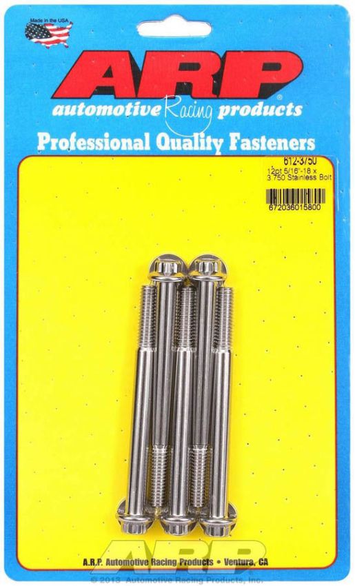 ARP ARP612-3750 S/S Bolt Kit - 12pt. (5) 5/16-18 x 3.750