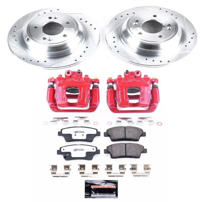 PowerStop KC5848-26 Z26 Street Performance Ceramic Brake Pad, Drilled Slotted Rotor, and Caliper Kit