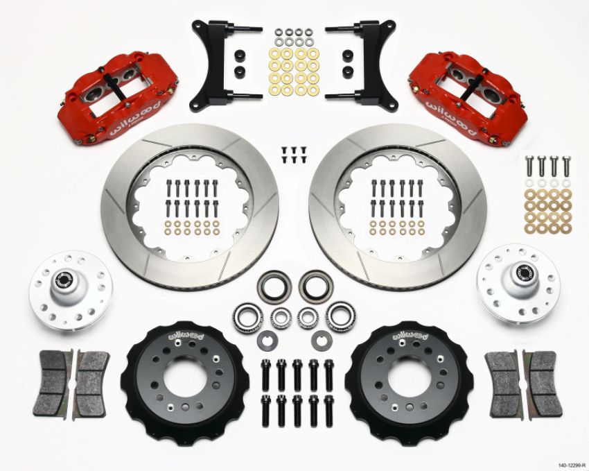 Wilwood 140-12299-R Narrow Superlite 6R Front Hub Kit 14.00in Red 79-87 GM G Body