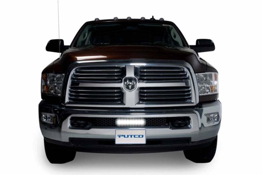 Putco 88175L 11-18 Ram HD - SS Punch Style Bumper Grille Insert w/ 10in Luminix Light Bar (Black)