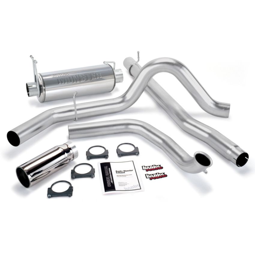 Banks Power 48656 99-03 Ford 7.3L Monster Exhaust System - SS Single Exhaust w/ Chrome Tip