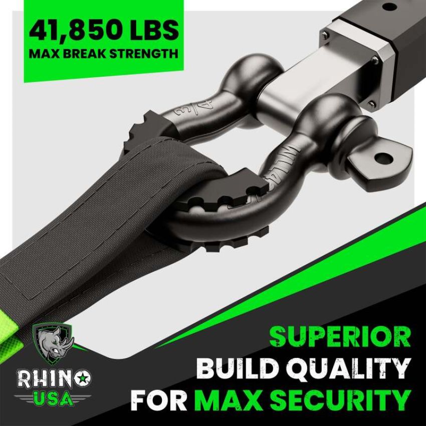 Rhino USA RNO-MATTE-SHACK 3/4In D-Ring Shackle Set (2-Pack) Matte Black