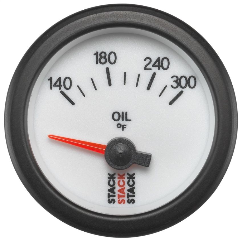 AutoMeter ST3260 Stack 52mm 140-300 Deg F 1/8in NPTF Electric Oil Temp Gauge - White