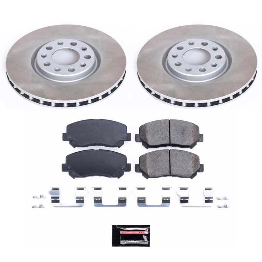 PowerStop SC6372 Semi-Coated Rotor and Low-Dust Ceramic Brake Pad Kit