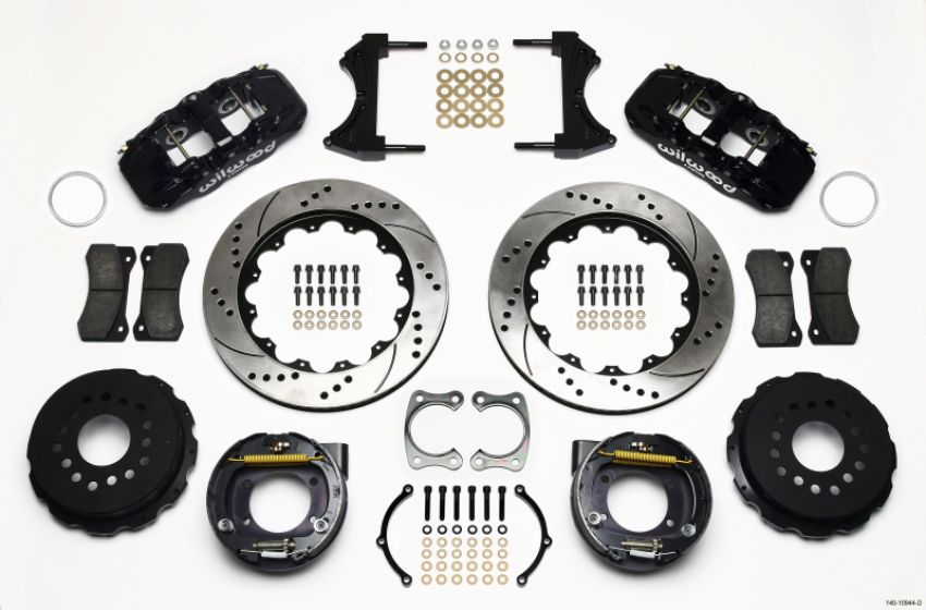 Wilwood 140-10944-D AERO4 Rear P-Brake Kit 14.00in Drilled Big Ford New Style 2.36in Offset