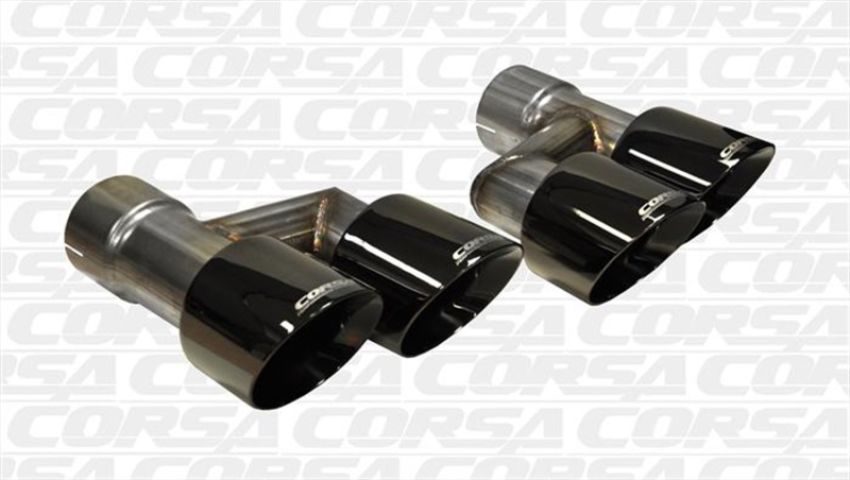 Corsa Performance 14333BLK Twin 4.0in. Black PVD Pro-Series Tip Kit (Clamps Included)