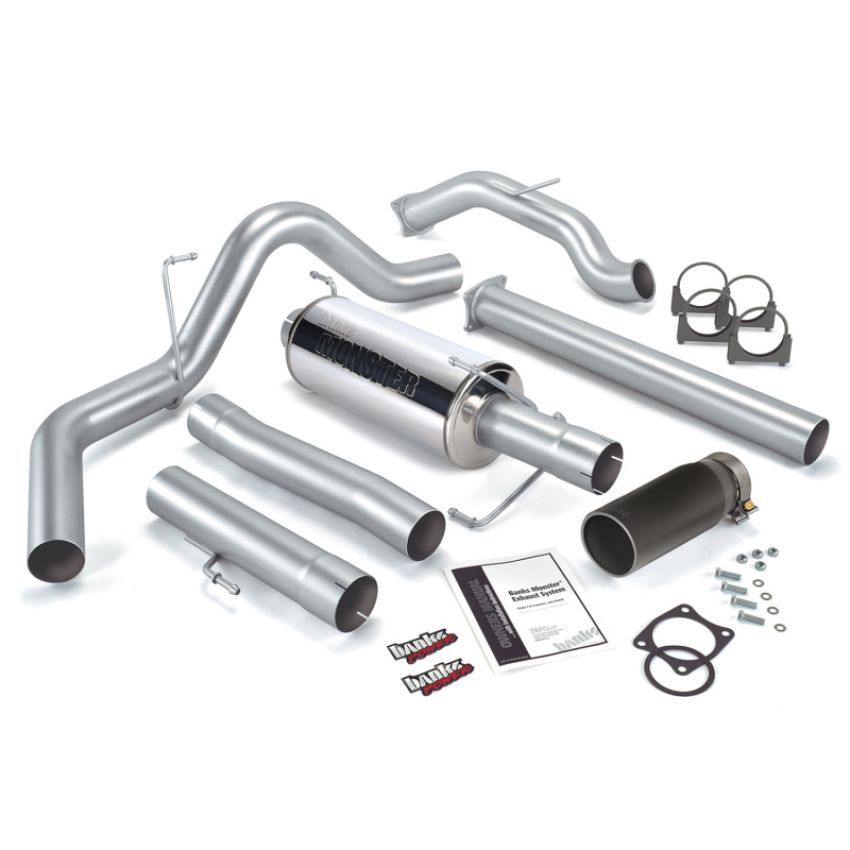 Banks Power 48643-B 03-04 Dodge 5.9L CCLB Monster Exhaust Sys - SS Single Exhaust w/ Black Tip