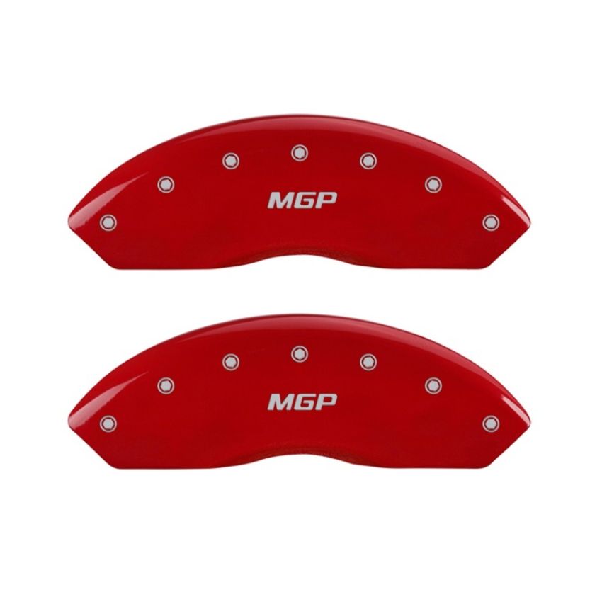 MGP 16094FMGPRD Front set 2 Caliper Covers Engraved Front  Red finish silver ch