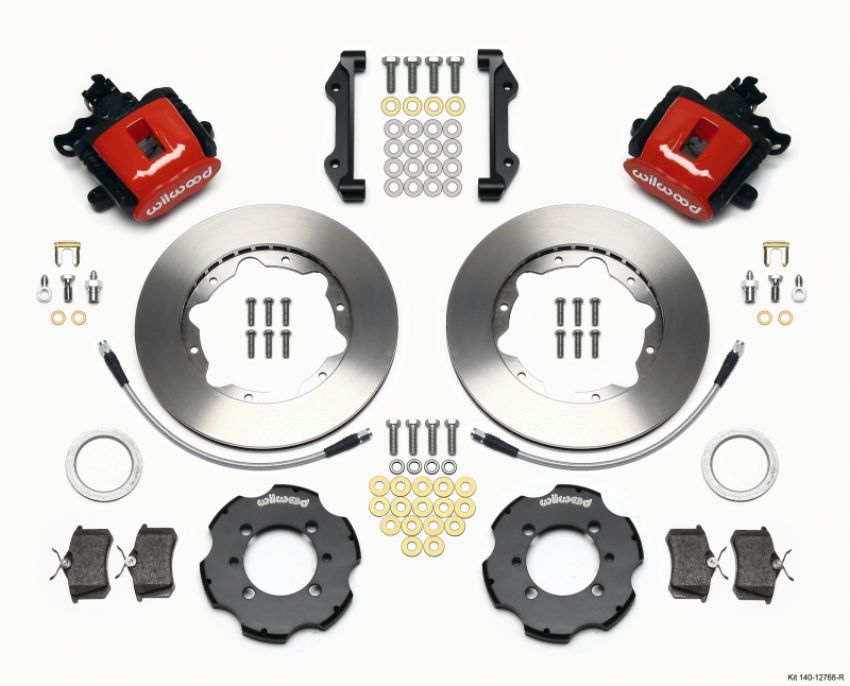 Wilwood 140-12768-R Combination Parking Brake Rear Kit 11.00in Red 2012 Fiat 500 w/ Lines