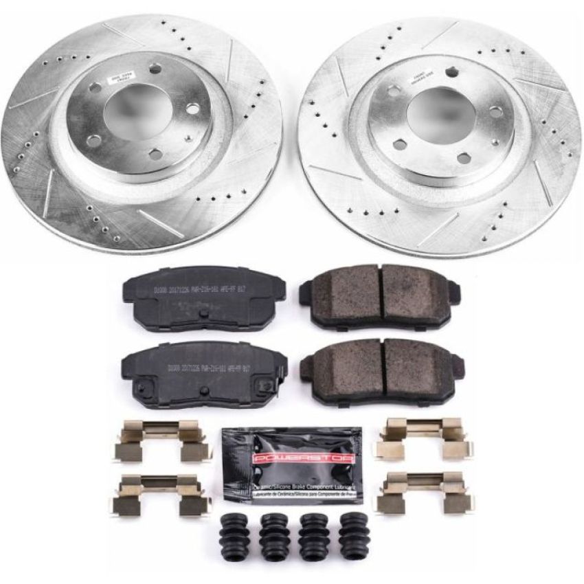 PowerStop K3146 Z23 Daily Driver Carbon-Fiber Ceramic Brake Pad and Drilled & Slotted Rotor Kit