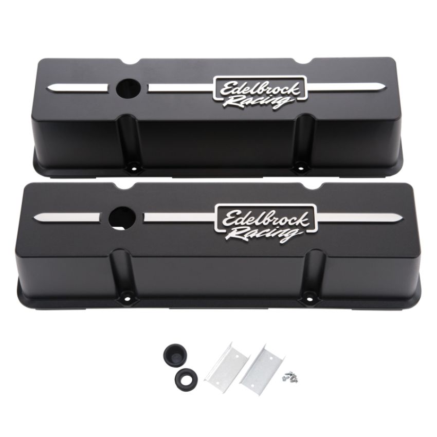 EDELBROCK EDE41643 Valve Cover Kit Race Series SBC Tall Black
