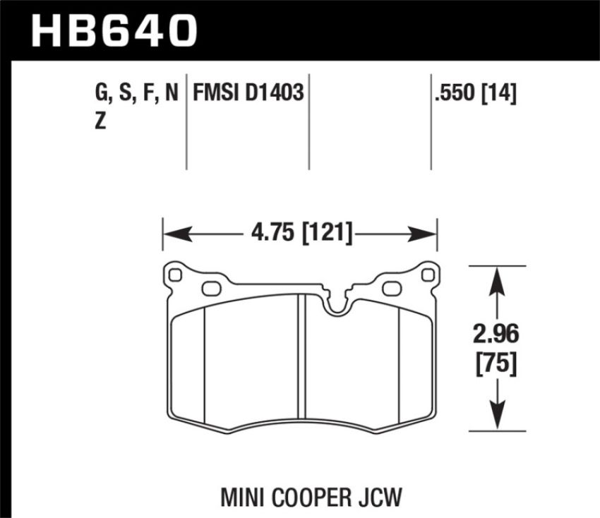 Hawk Performance HB640Z.550 Performance Ceramic Disc Brake Pad