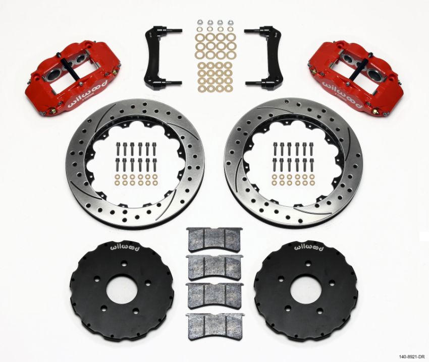 Wilwood 140-8921-DR Narrow Superlite 6R Front Hat Kit 13.06in Drill Red 2005-up Corvette C6