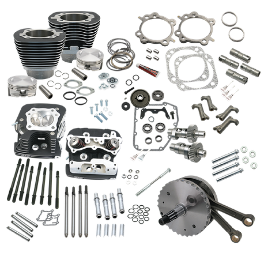 S&S Cycle 900-0564 99-06 BT 124in Hot Set Up Kit W/ S&S Cylinder Heads - Wrinkle Black