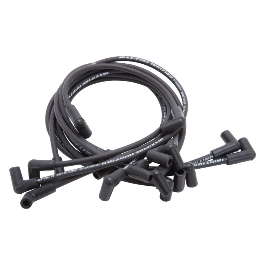 EDELBROCK EDE22702 Max Fire Plug Wire Set SBC w/HEI 90 Deg Black