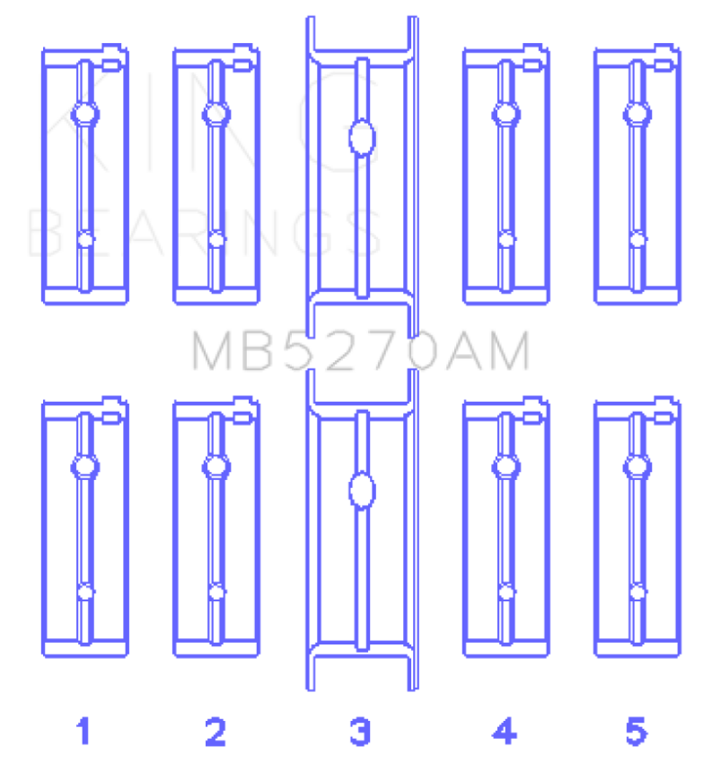 King Engine Bearings MB5270AM0.75 King Chrysler 148/148 Turbo DOHC 16V / Jeep 148 DOHC 16V (Size +0.75mm) Main Bearing Set
