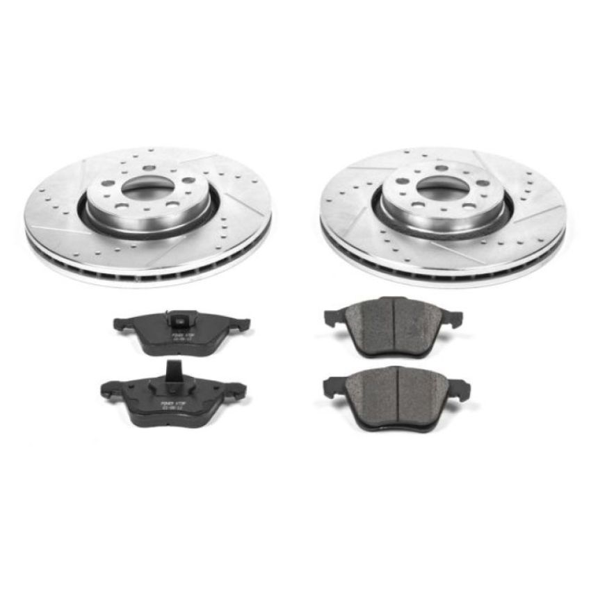 PowerStop K3063 Z23 Daily Driver Carbon-Fiber Ceramic Brake Pad and Drilled & Slotted Rotor Kit