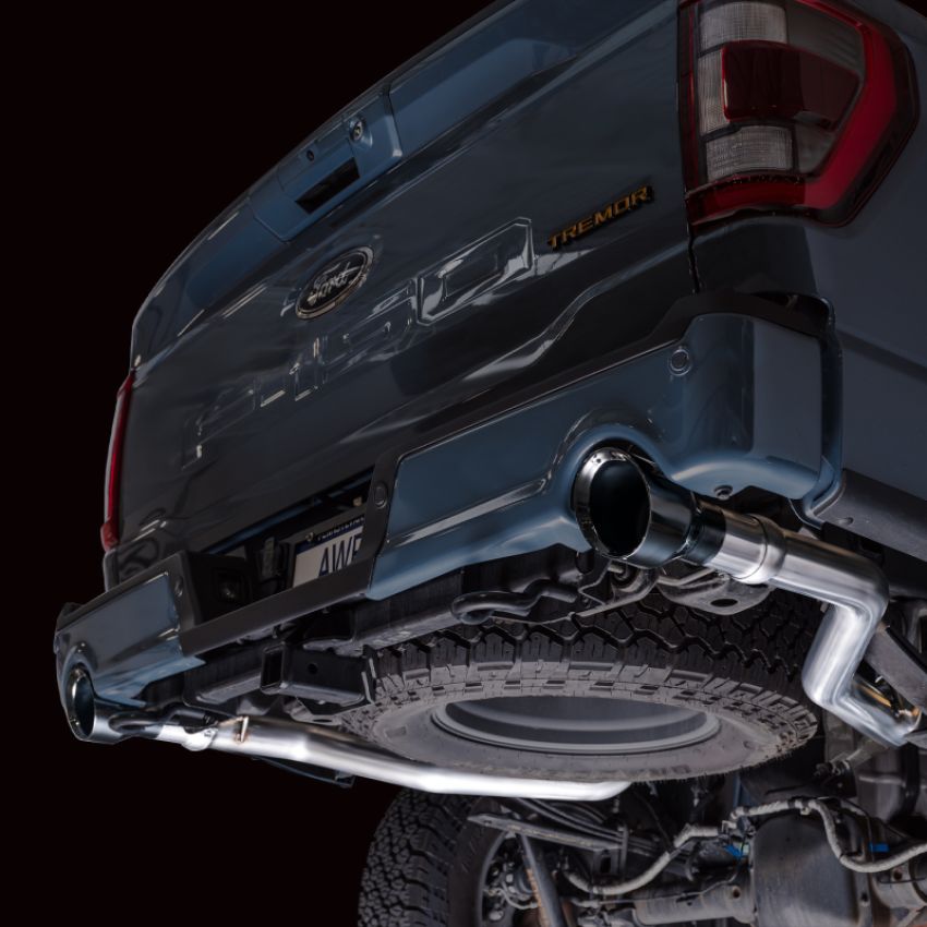 AWE Tuning 3015-33402 2021+ Ford F-150 Tremor (w/ Bumper Cutouts) 0FG Resonated Catback - Diamond Black Tips