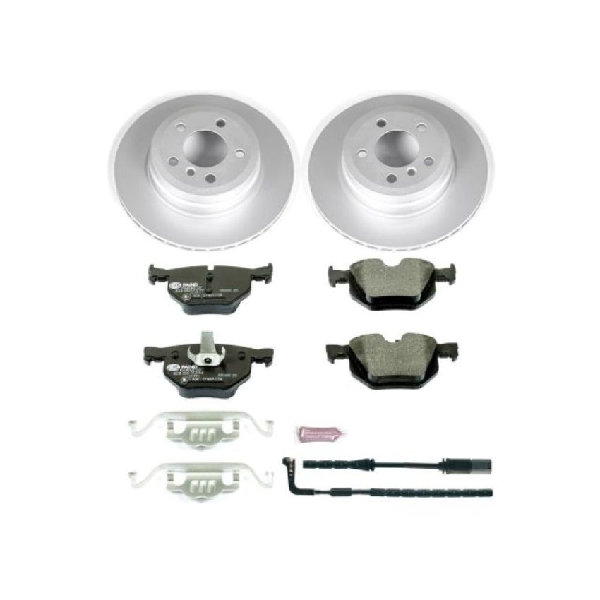 PowerStop ESK5984 Genuine Geomet Coated Rotors, ECE-R90 Brake Pads + Hardware Kit