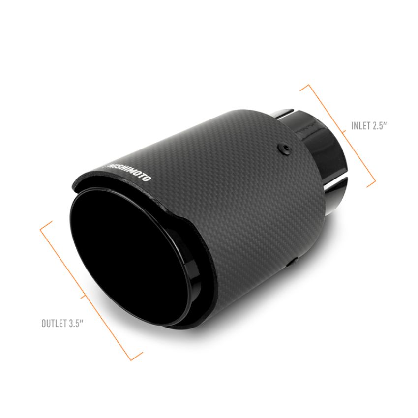 Mishimoto MMEXH-TIP-CFD25BK 2x Carbon Fiber Muffler Tip 2.5in Inlet 3.5in Outlet Black