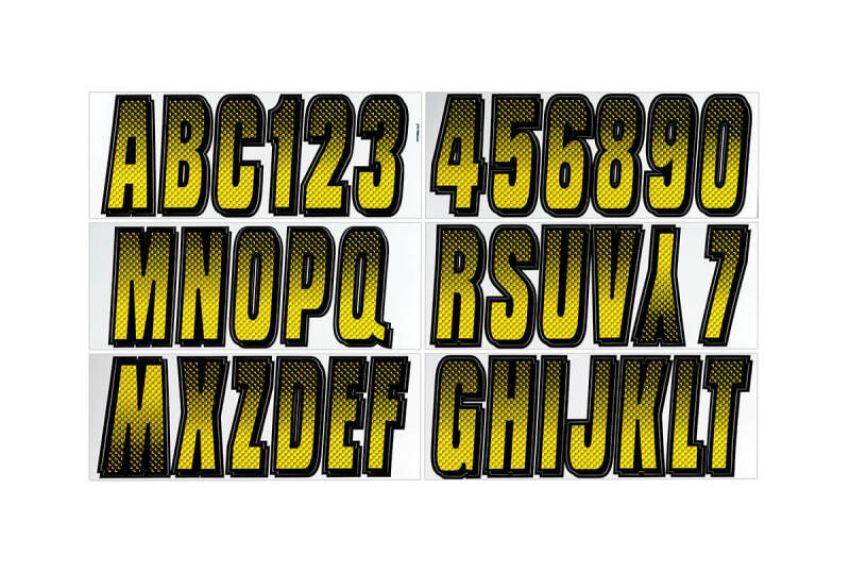 Hardline YEBKG300 Boat Lettering Registration Kit 3 in. - 300 Yellow/Black