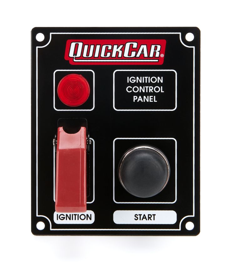 QUICKCAR RACING PRODUCTS QRP50-853 Ignition Panel Black w/ Flip Switch & Lights