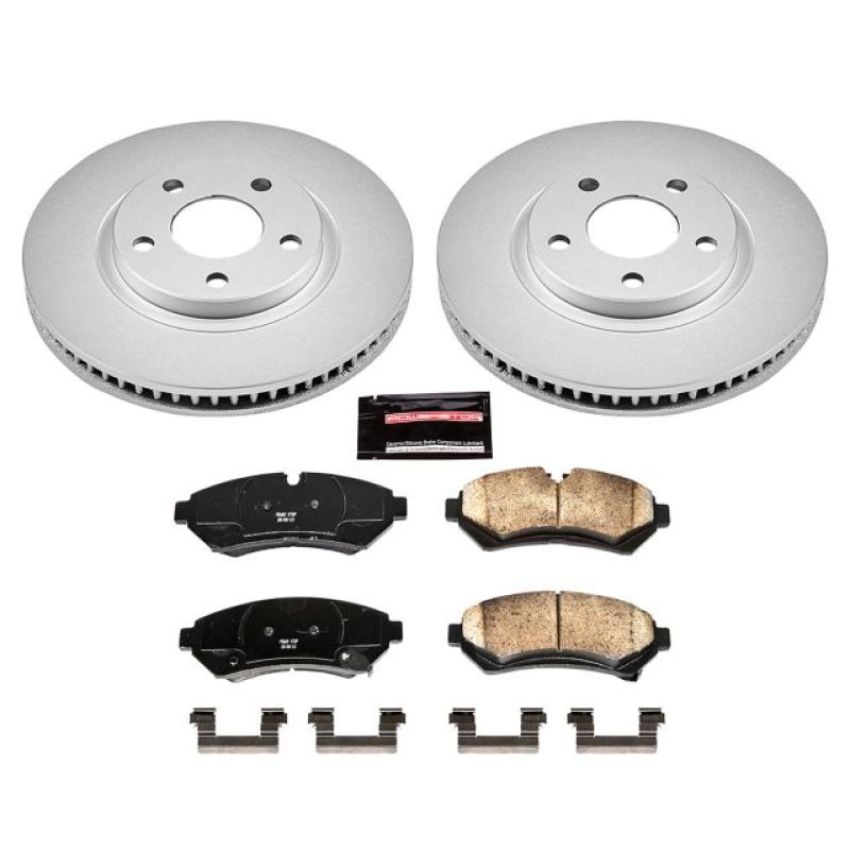 PowerStop CRK1549 Genuine Geomet Coated Rotor and Low-Dust Ceramic Brake Pad Kit
