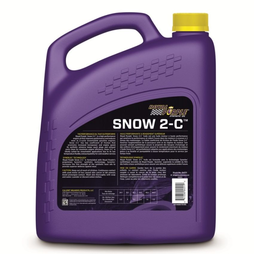 Royal Purple 43511 Snow 2-C Synthetic 2-Cycle Snowmobile Motor Oil - 1 Gallon